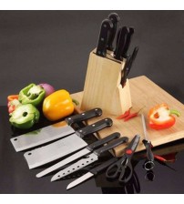 Bộ dao làm bếp 7 món + kèm hộp gỗ tiện dụng